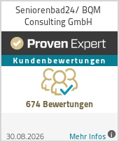 ProvenExpert-Siegel mit Kundenbewertungen fuer Seniorenbad24 / BQM Consulting GmbH aus 674 Bewertungen